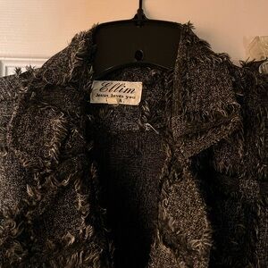 Women's Black Frayed Blazer